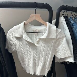 Jessica Simpson White Cable Knit Blouse